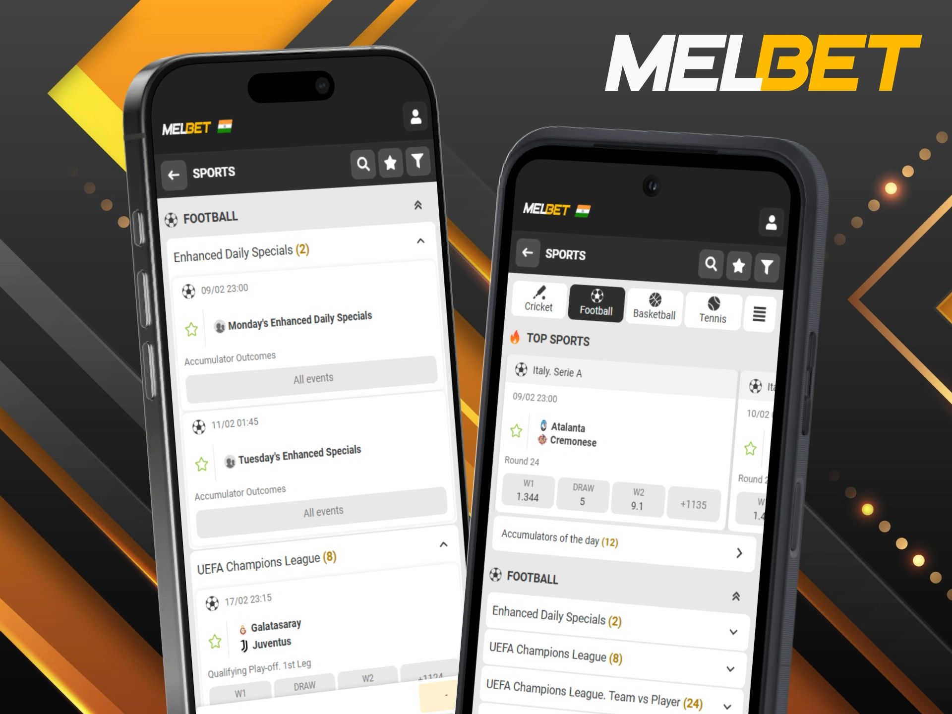 Download the app to enjoy football betting on your Melbet mobile.