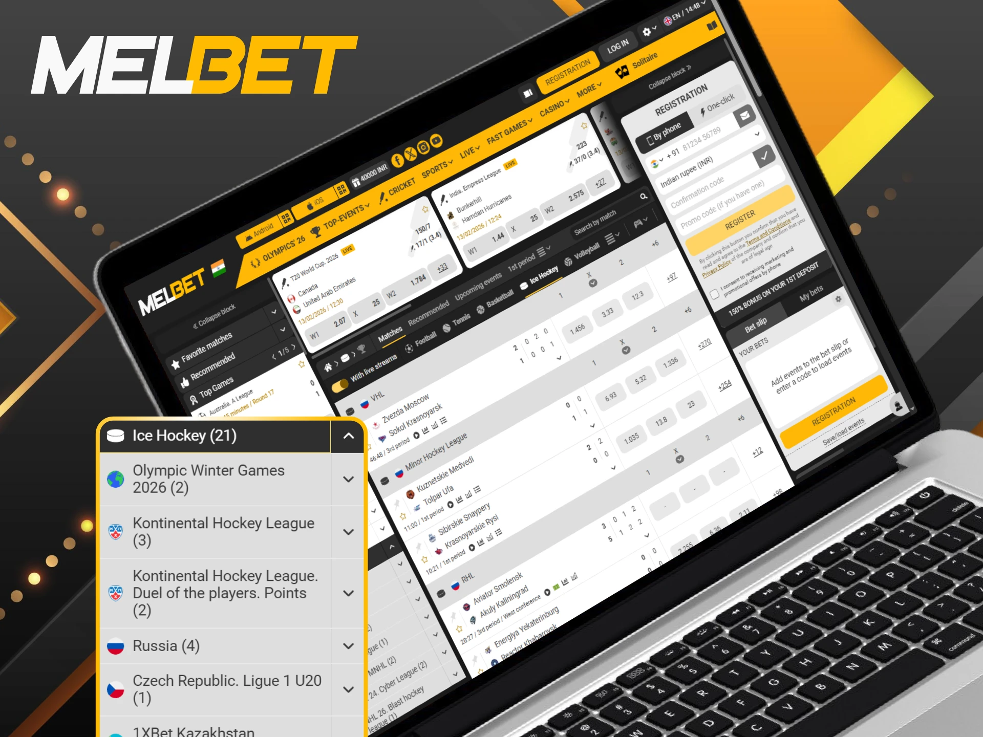 Experience the thrill of live ice hockey betting at Melbet.