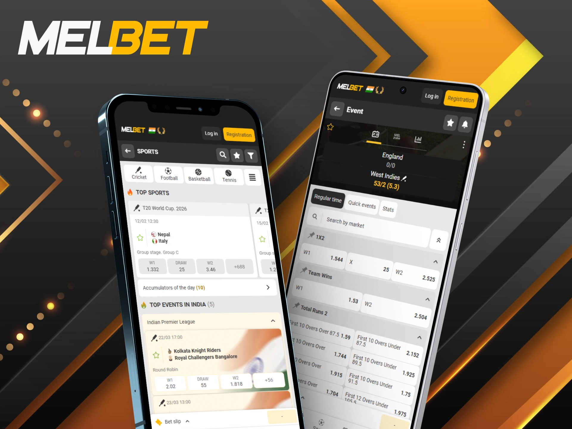 Download the Melbet app for Sports betting on your mobile device.