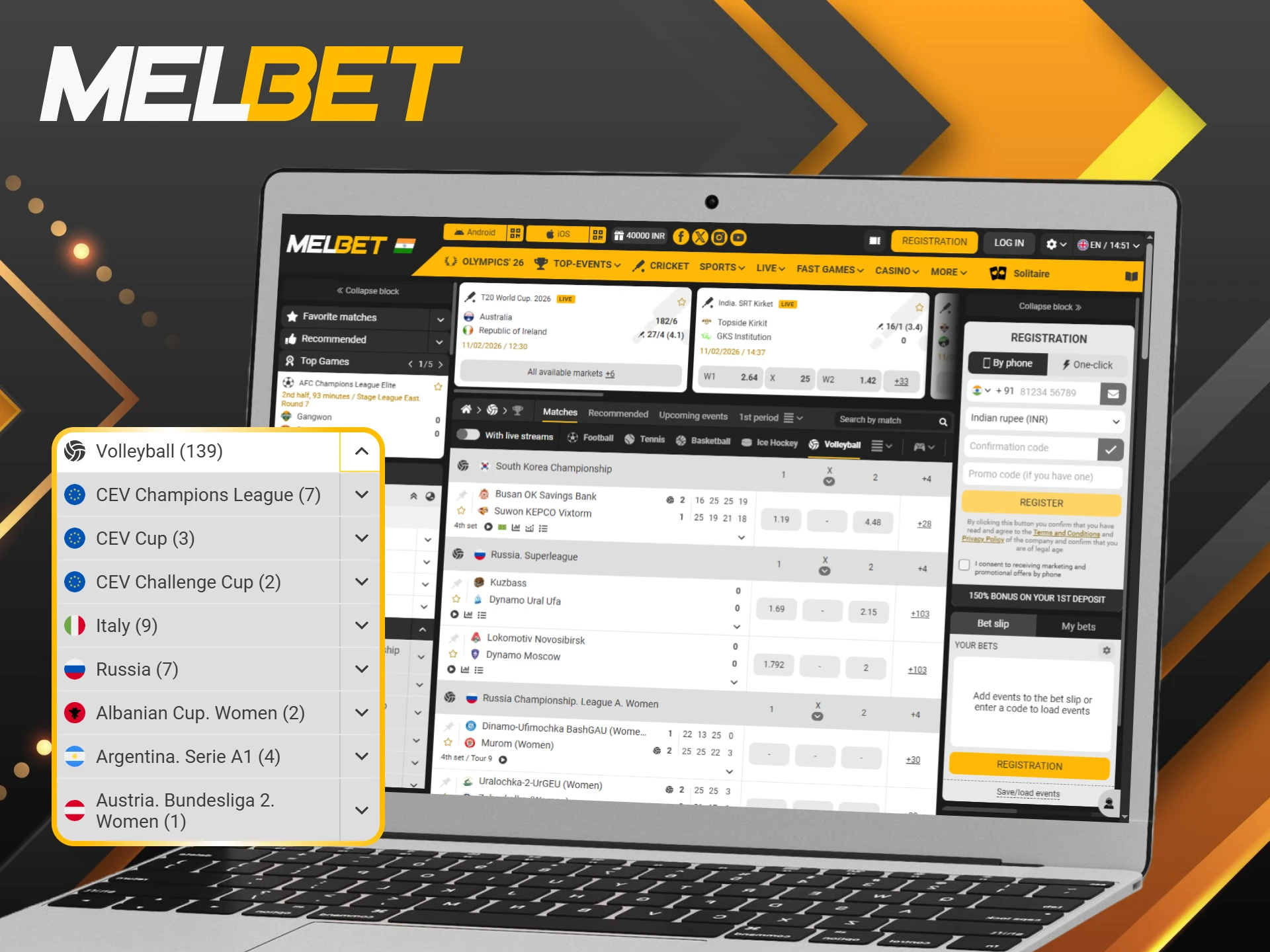 Try betting on Sports volleyball tournaments through the Melbet.
