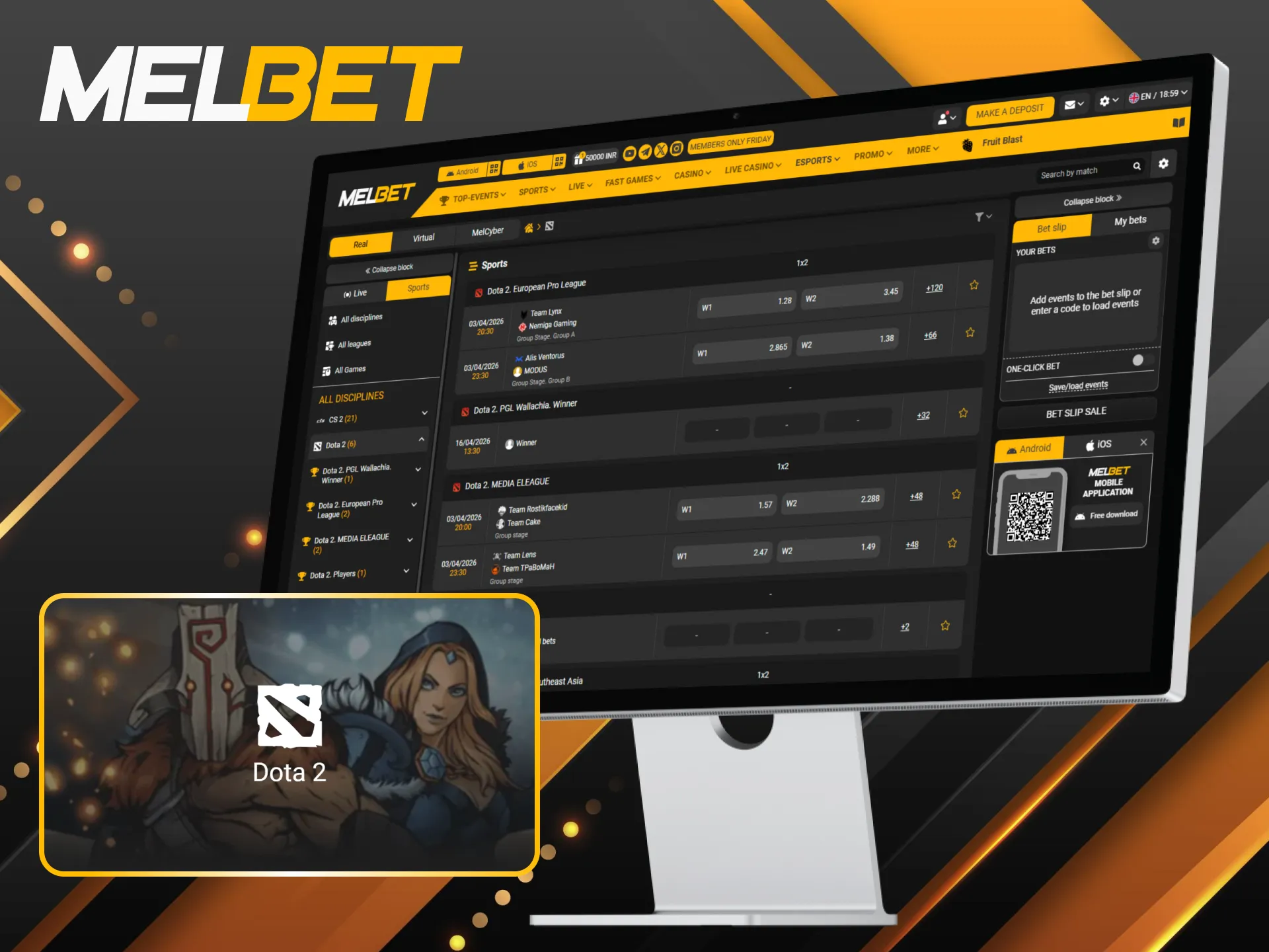 Enjoy key advantages of Dota 2 betting at Melbet in India.