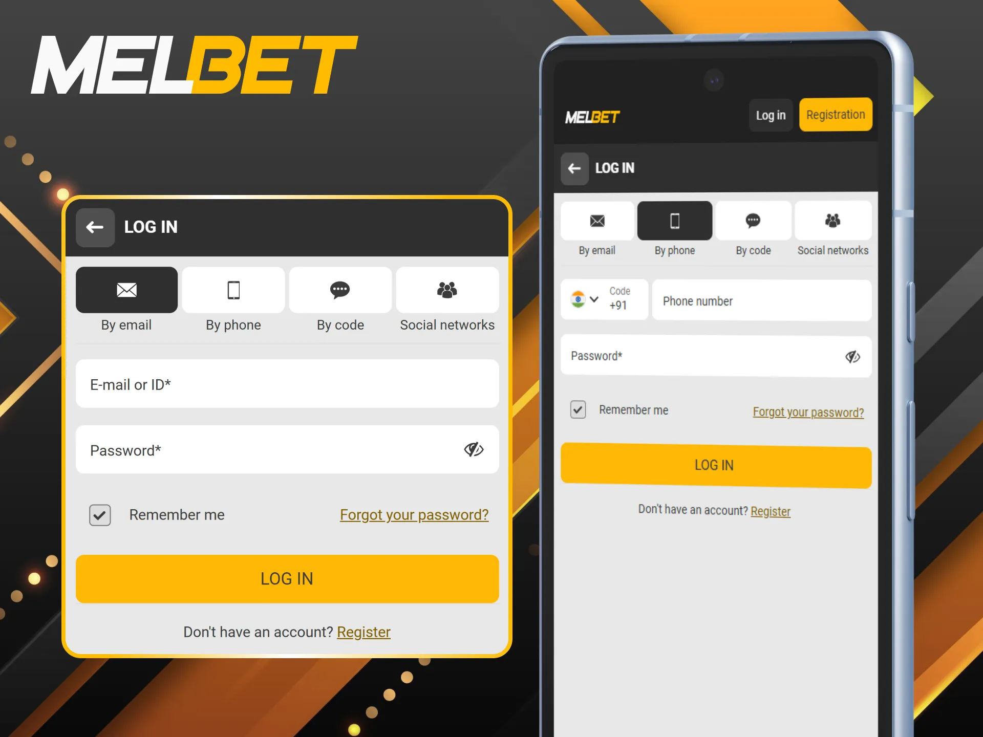 Log in through Melbet mobile app and enjoy quick access anywhere.