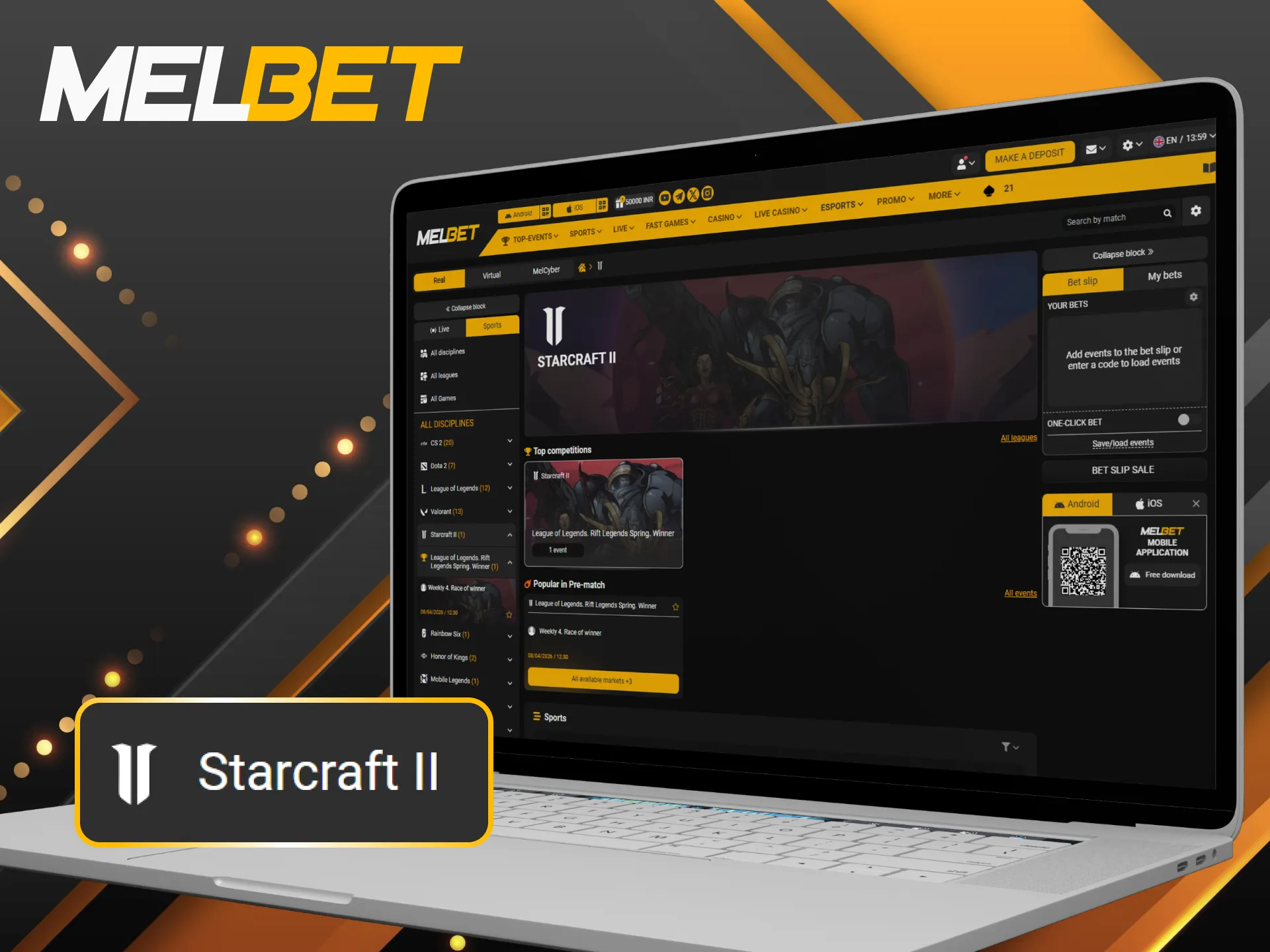 Follow StarCraft II players on Melbet and track their performance.