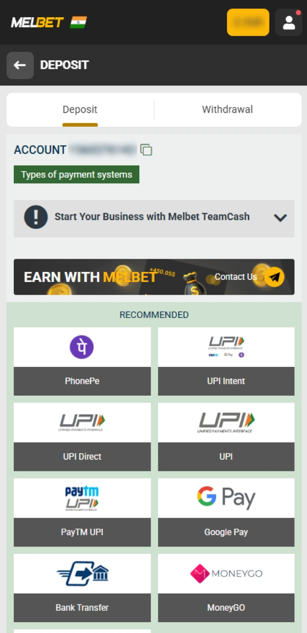 Choose the payment option that suits you for IPL bets on Melbet.