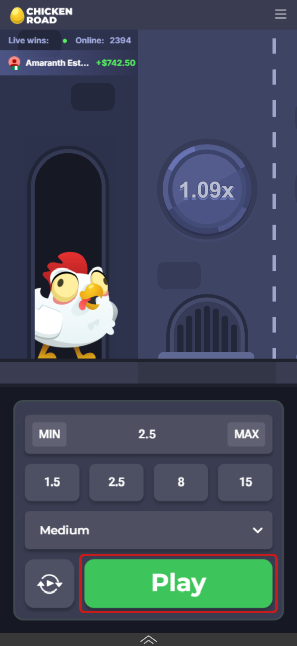 Start the Chicken Road round and navigate the game with Melbet.