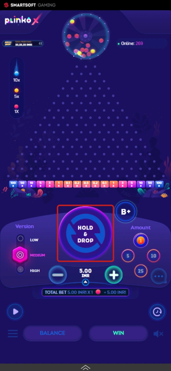 Drop the ball in Plinko X and follow its path through Melbet.